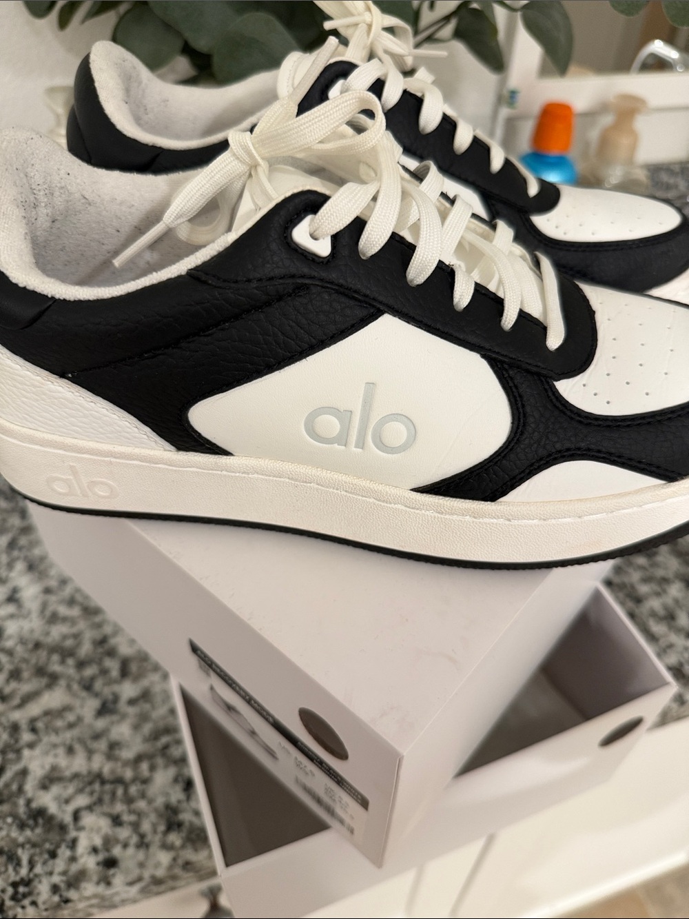 ALO Yoga Black and White Retro Court Sneaker